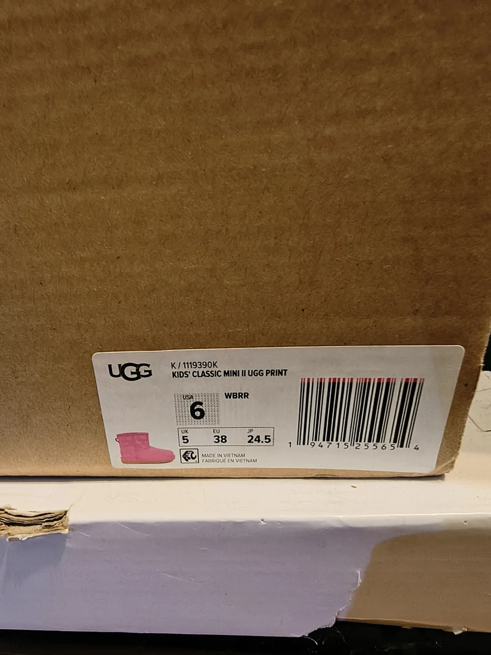 Kids Classic Mini II Ugg Print Size 6 Boots